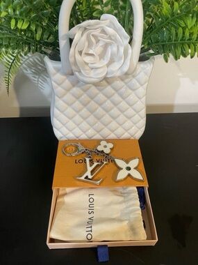 Louis Vuitton Silver & White Monogram Flower Bag Charm